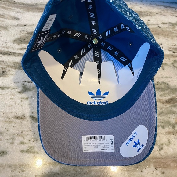 Adidas Originals Women's Relaxed Monogram Print Strapback One Size - Marine Blue - Picture 4 of 5
